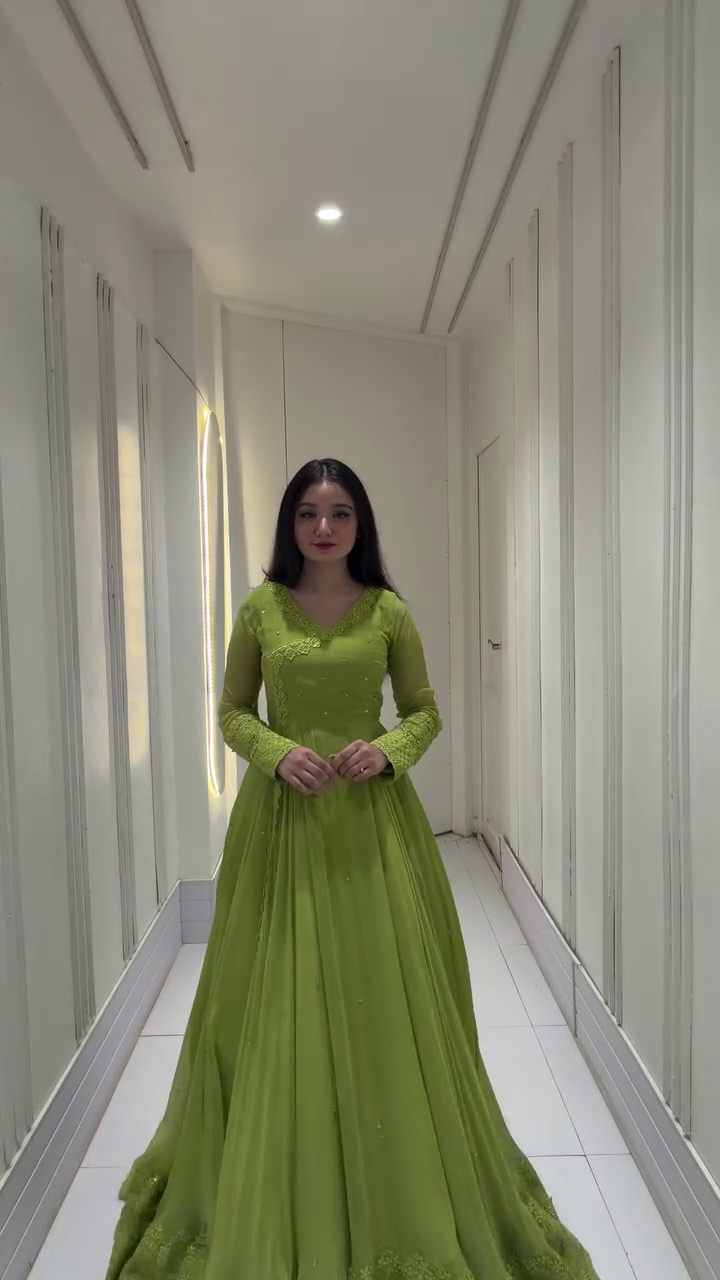 Elegant Lime Green Embroidered Kurti Dress – Graceful Ethnic Wear for Women