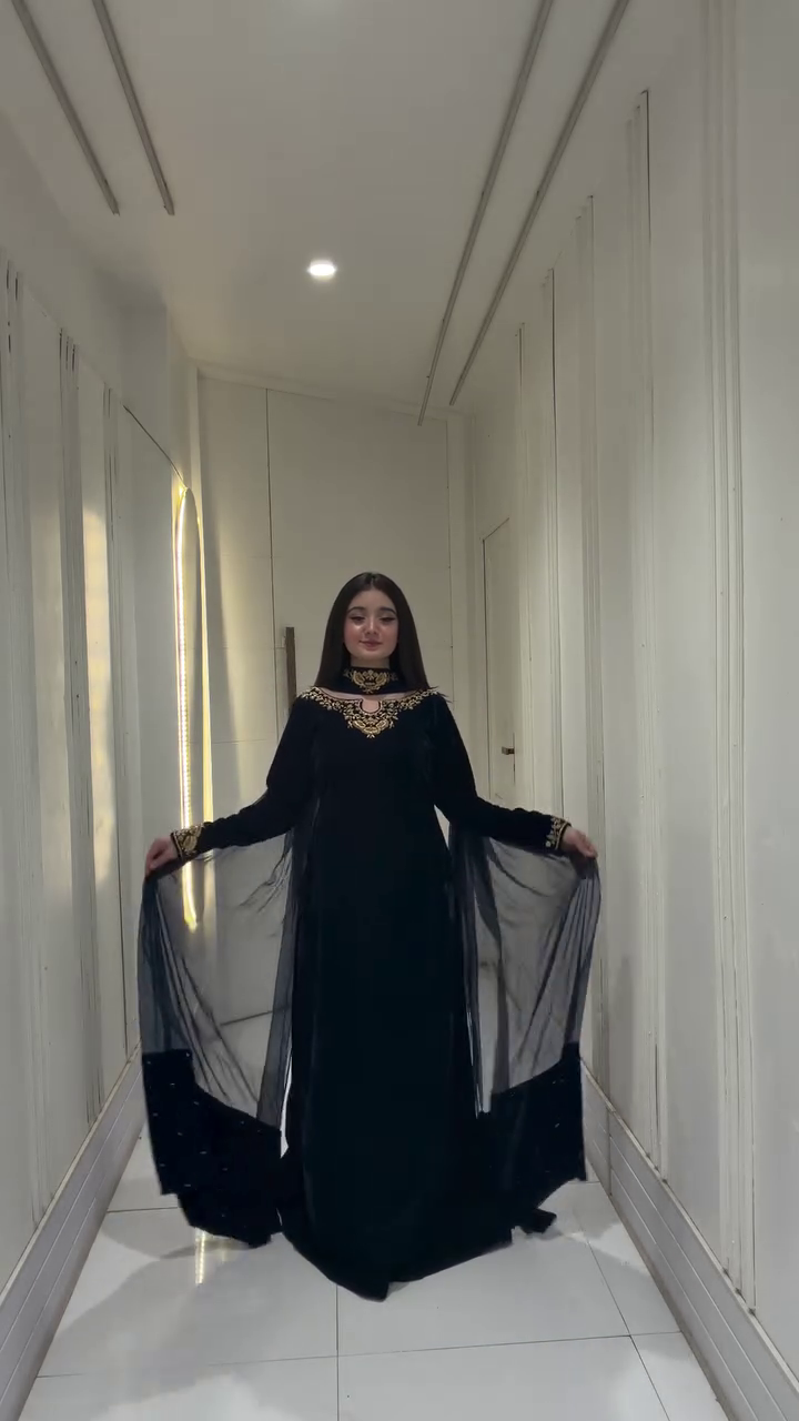 Elegant Navy Blue Embroidered Kurti Dress with Choker Neck – Festive Ethnic Wear