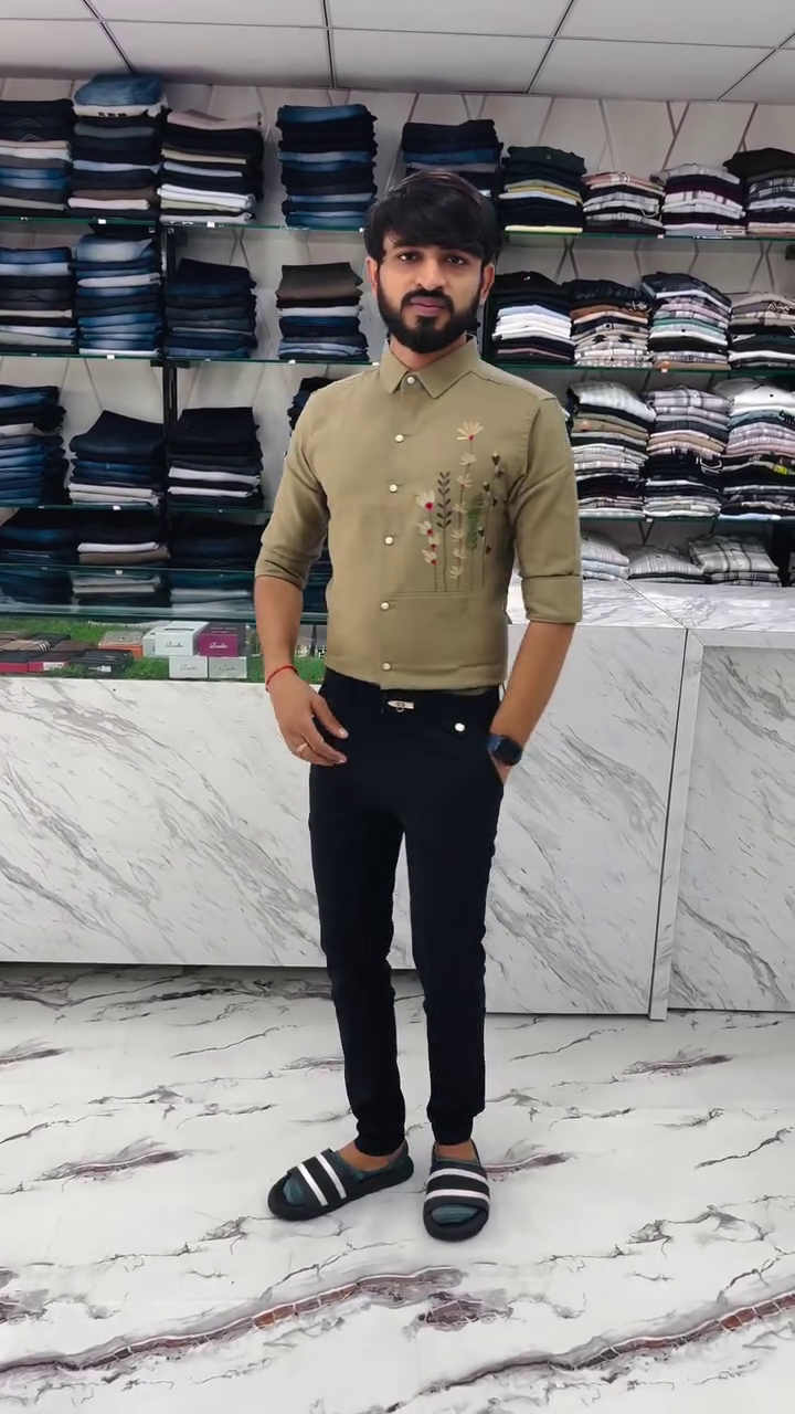 White Embroidered Casual Shirt for Men – Premium Smart Casual Wear