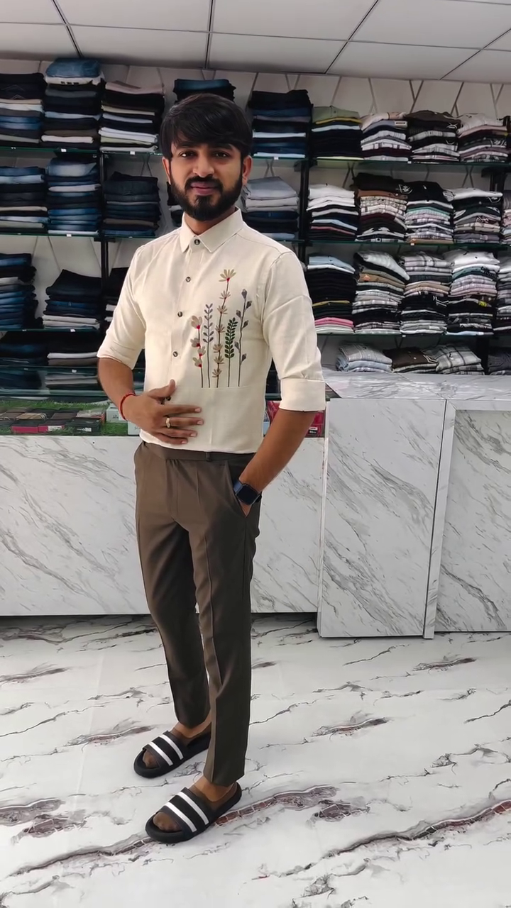 White Embroidered Casual Shirt for Men – Premium Smart Casual Wear