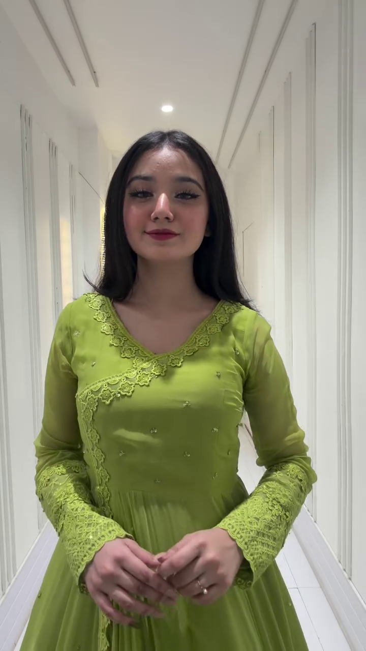 Elegant Lime Green Embroidered Kurti Dress – Graceful Ethnic Wear for Women