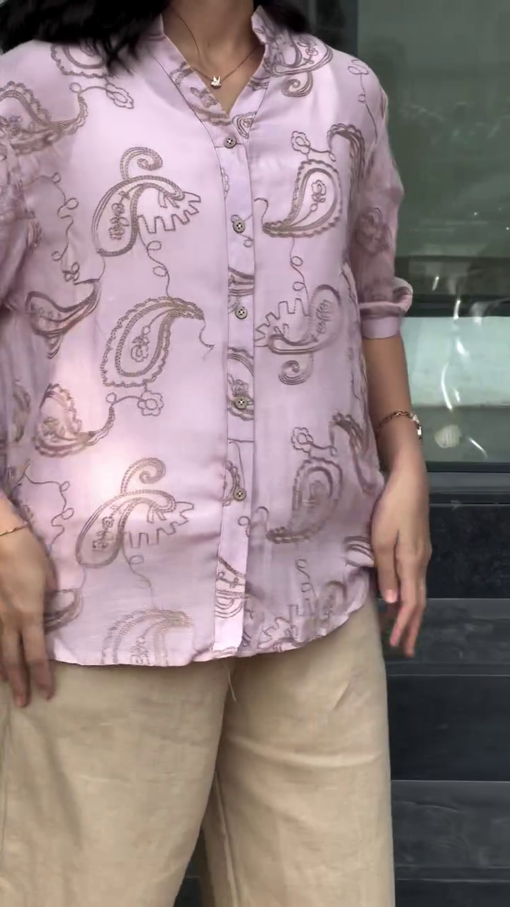 Pastel Pink Paisley Printed Casual Shirt for Women – Everyday Comfort Wear
