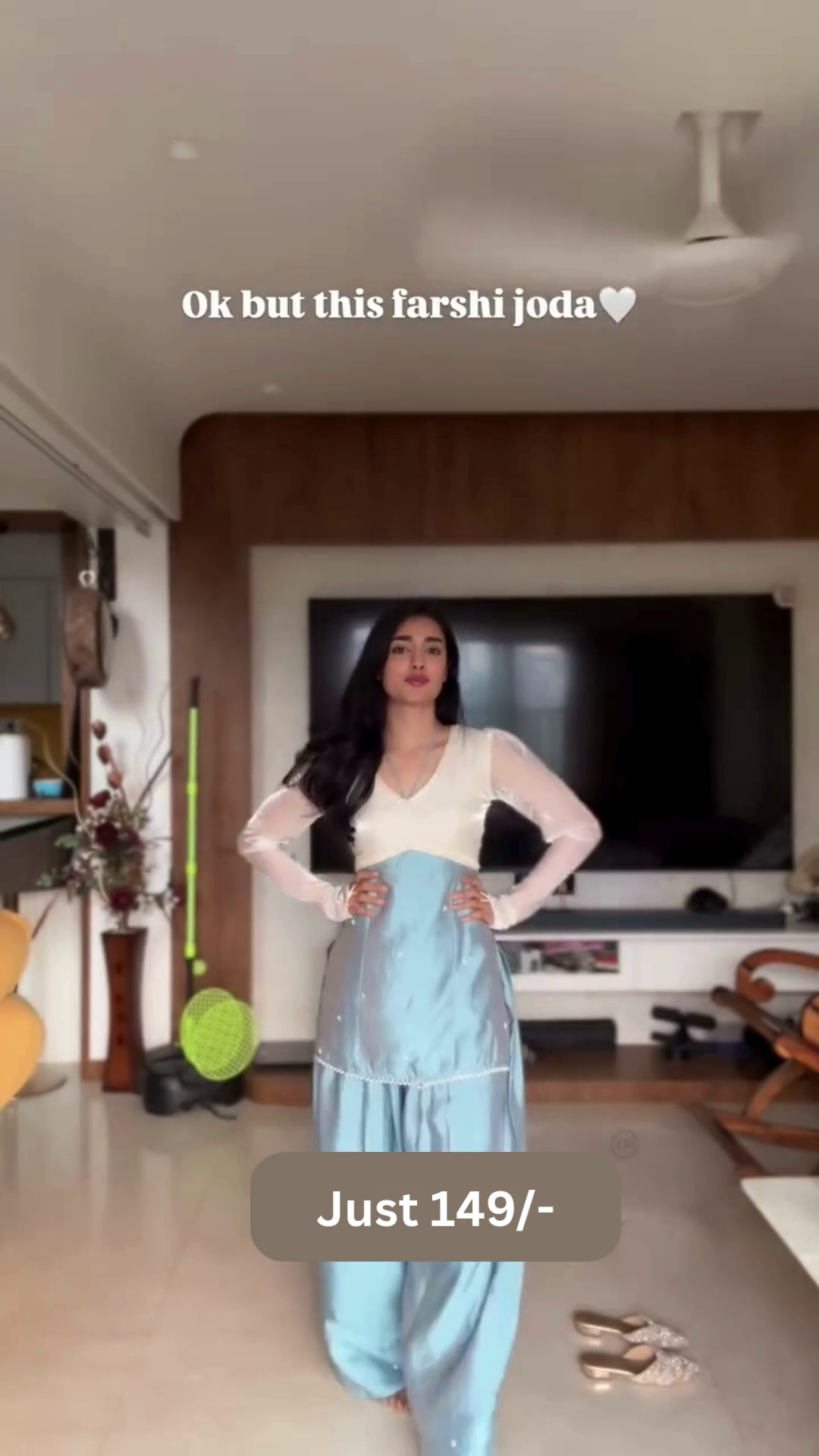 Elegant White & Powder Blue Farshi Joda – Eid & Festive Special Ethnic Wear