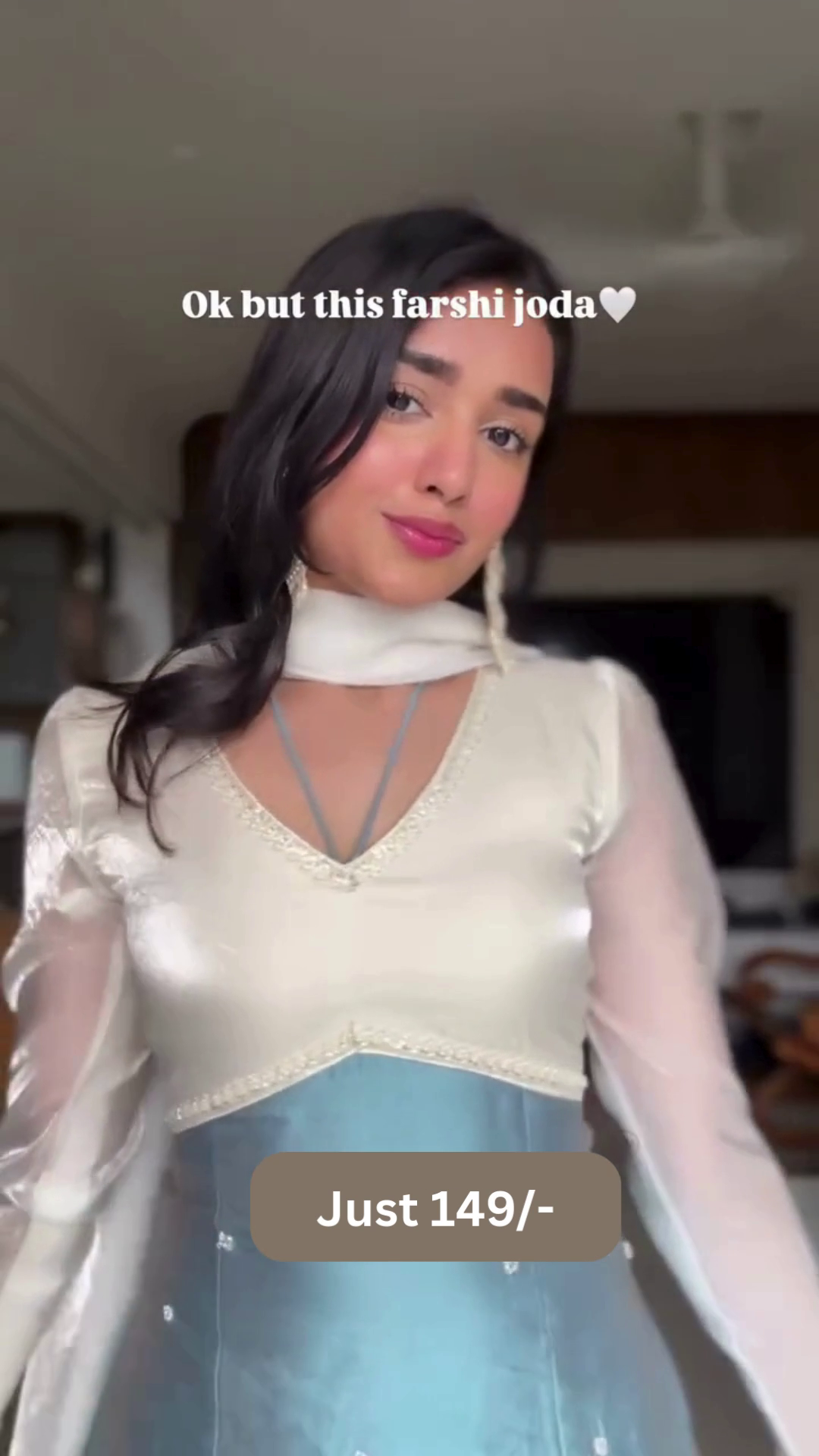 Elegant White & Powder Blue Farshi Joda – Eid & Festive Special Ethnic Wear