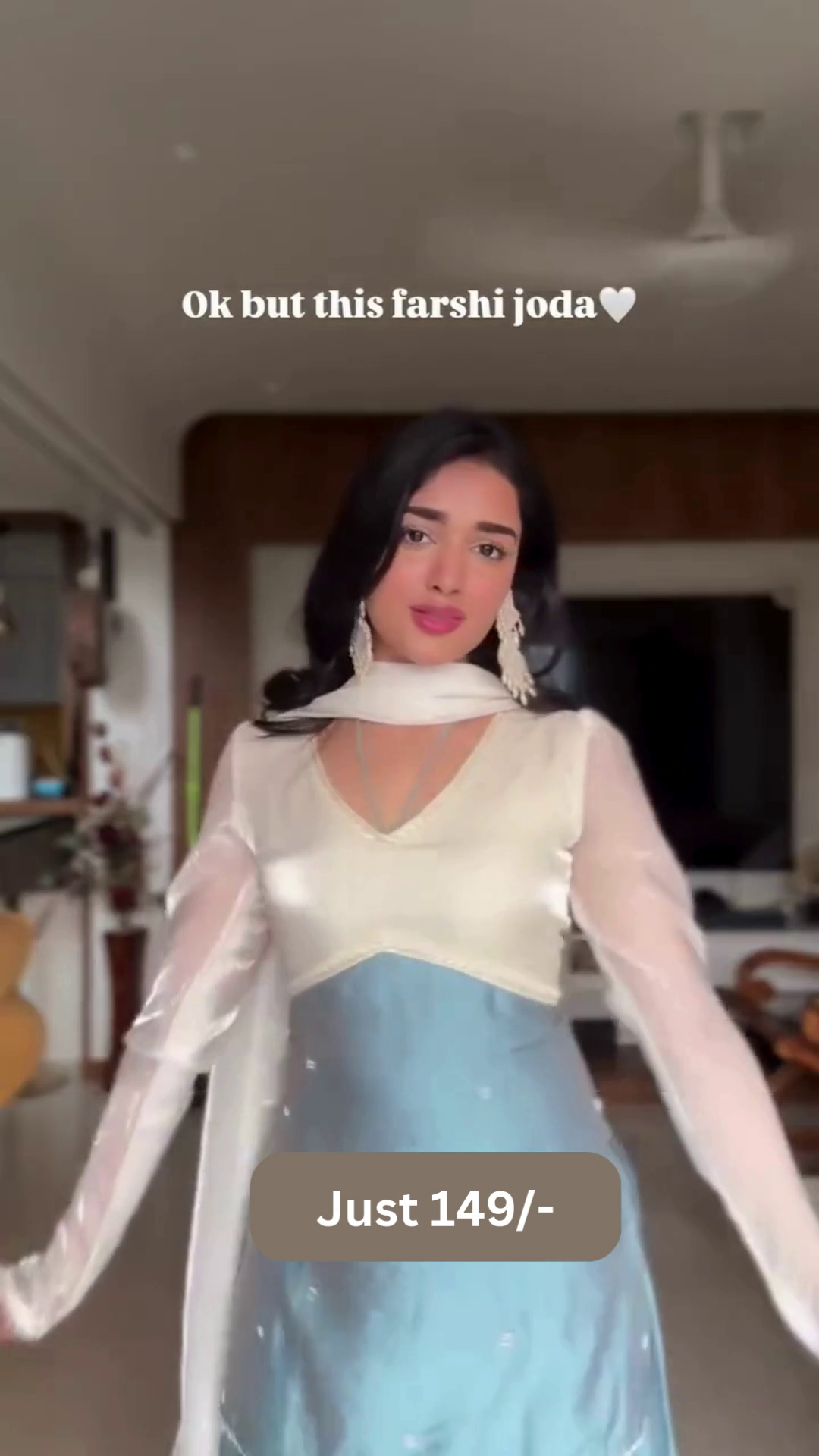 Elegant White & Powder Blue Farshi Joda – Eid & Festive Special Ethnic Wear