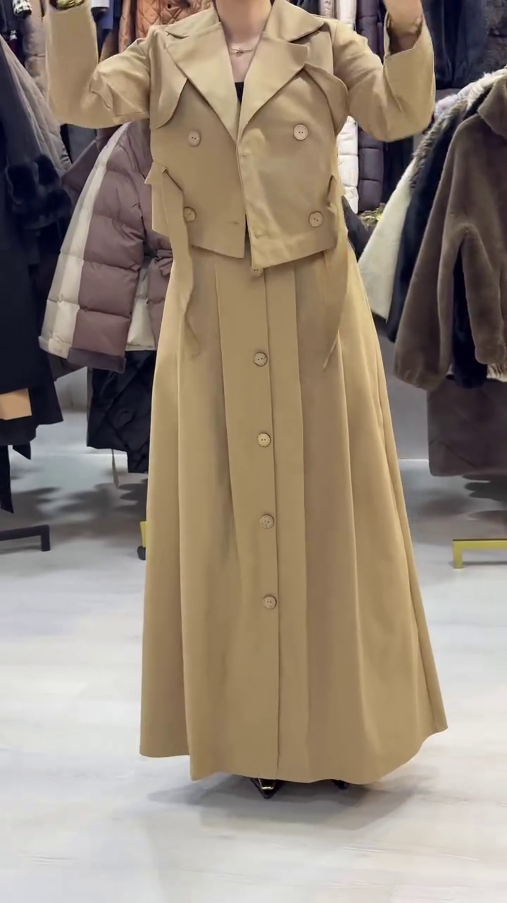 Beige Trench-Style Co-Ord Set