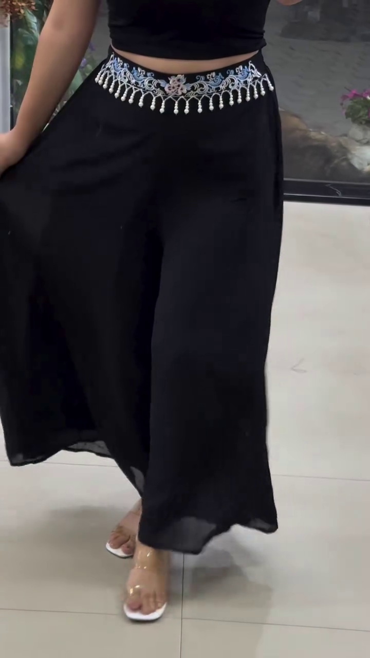 Elegant White Flowy Palazzo Pants