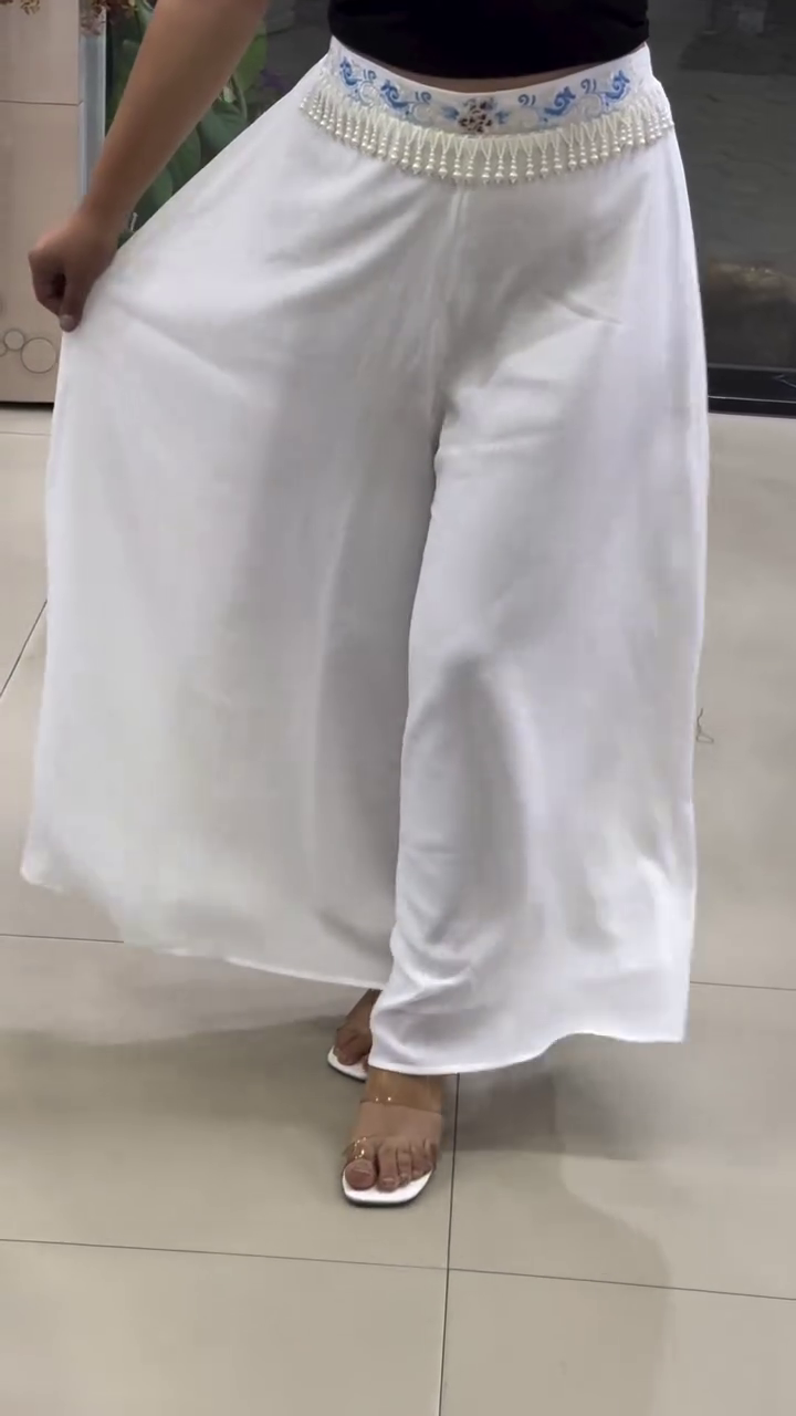 Elegant White Flowy Palazzo Pants