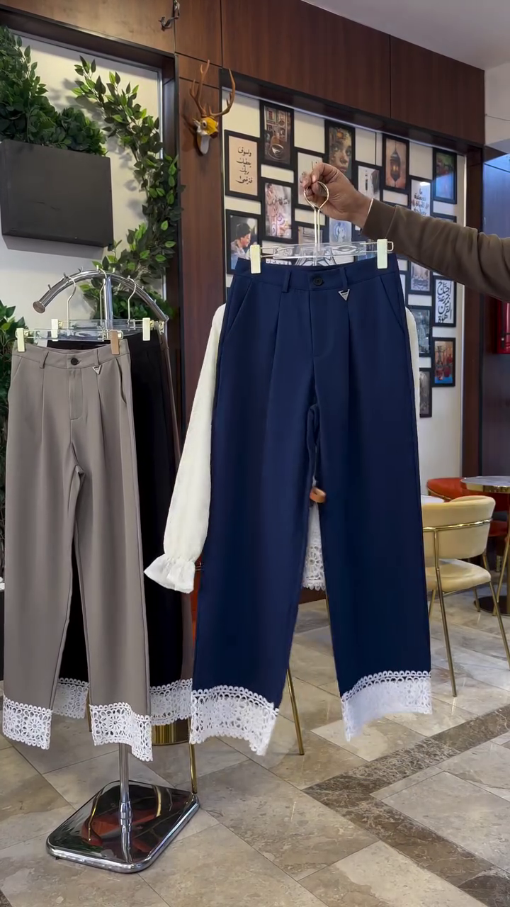 Vintage Lace TOP  & Navy Culotte Set