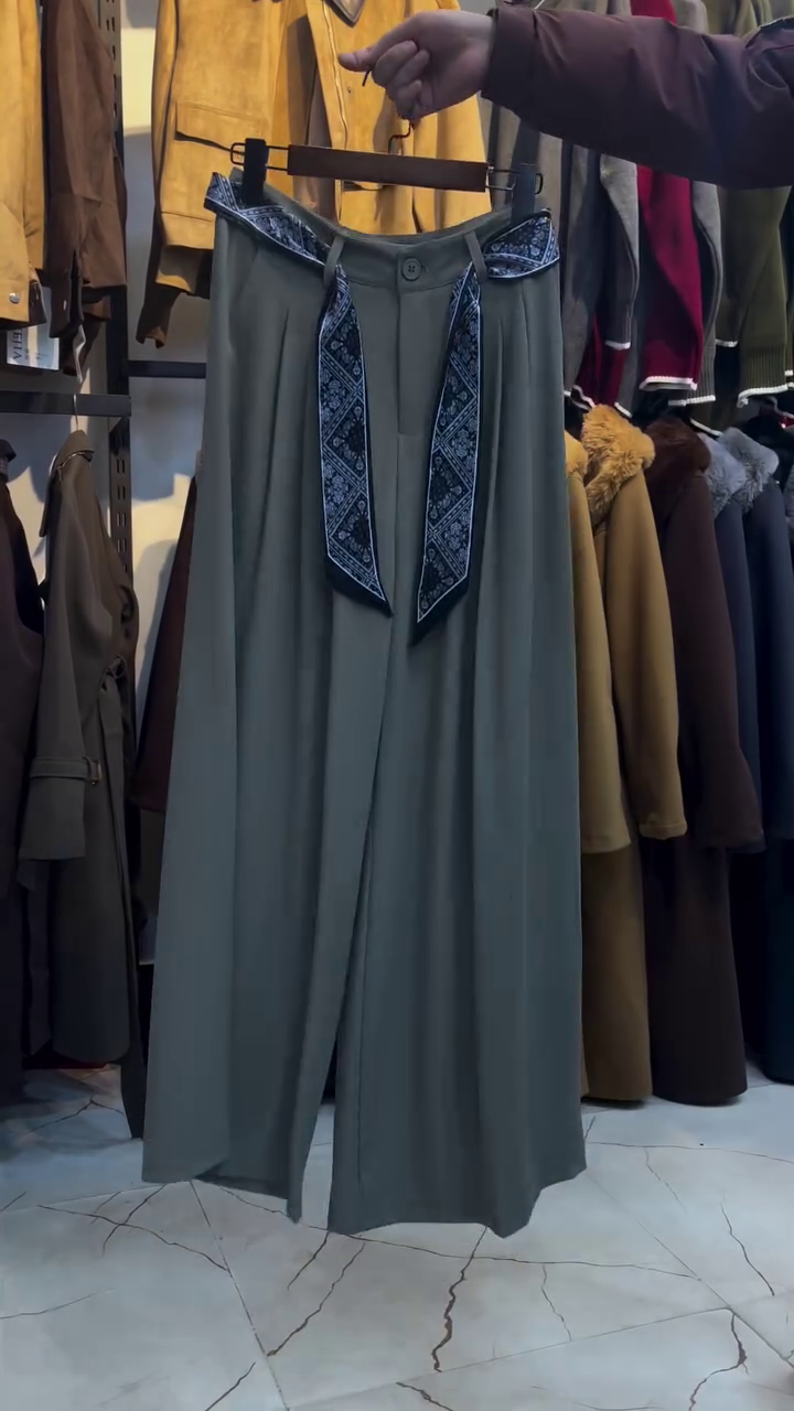 Elegant Sage Wide-Leg Palazzo Pants