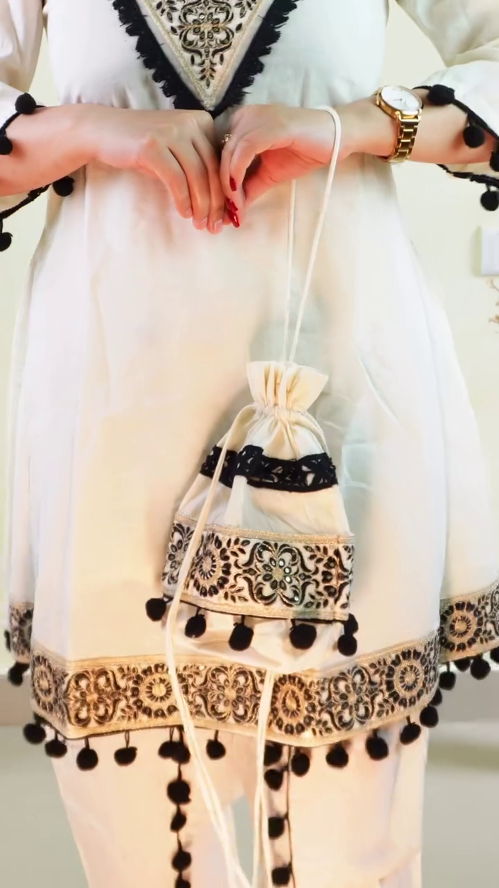 Ivory Embroidered Kurti Set