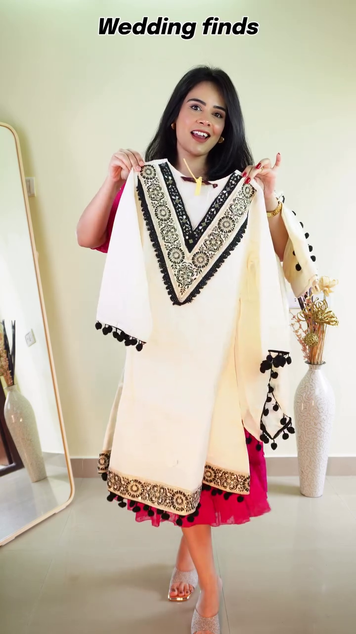 Ivory Embroidered Kurti Set