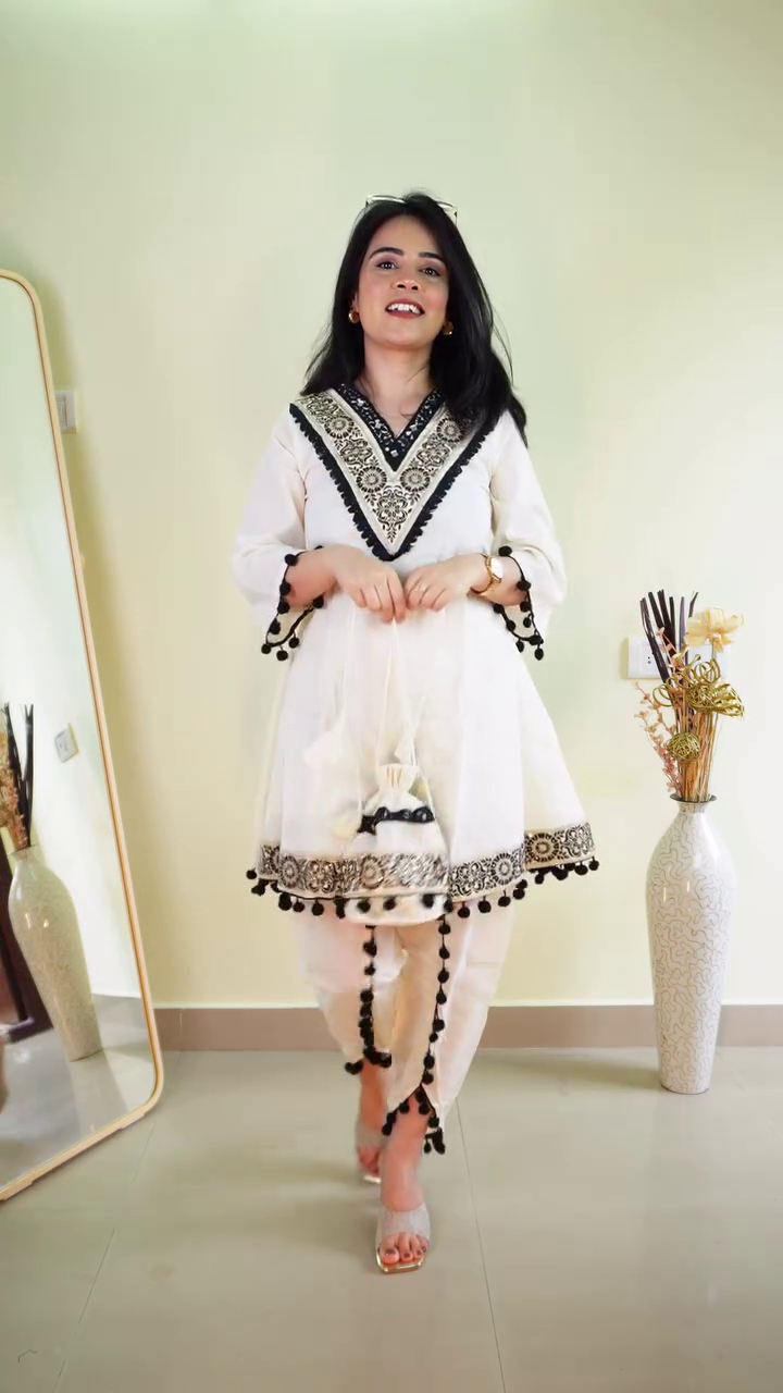 Ivory Embroidered Kurti Set
