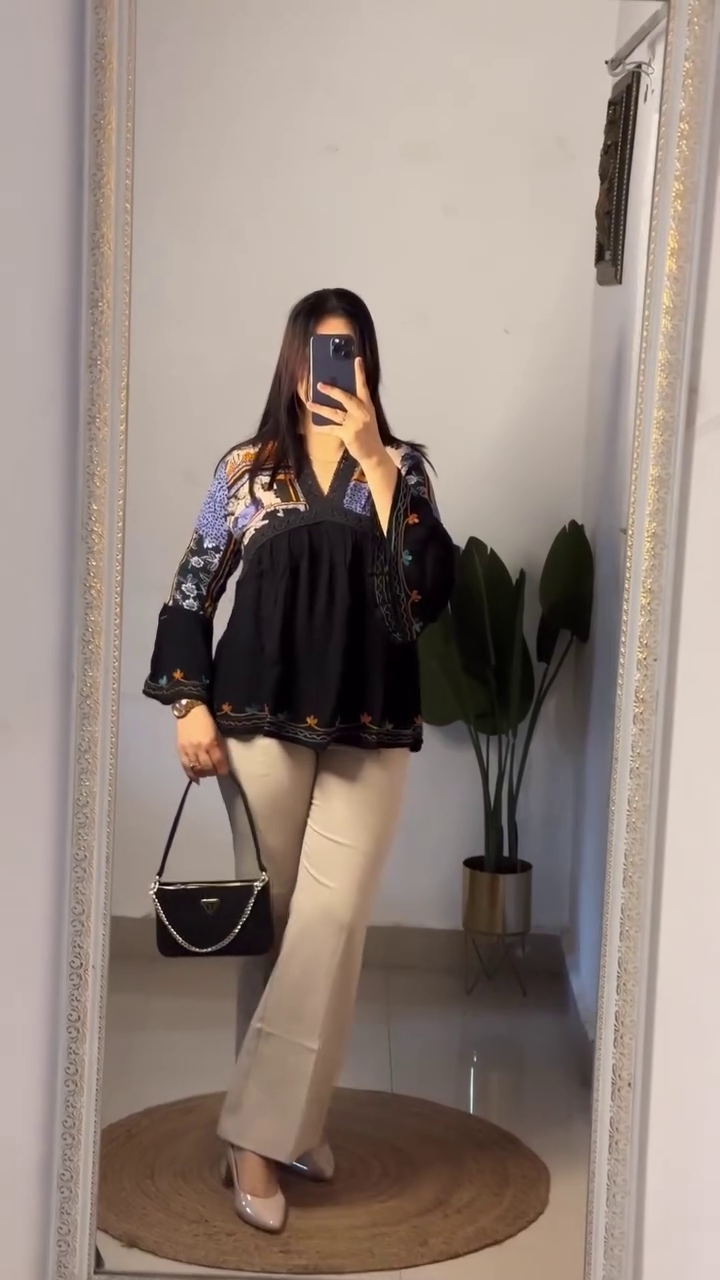 Peach Printed Boho Tunic