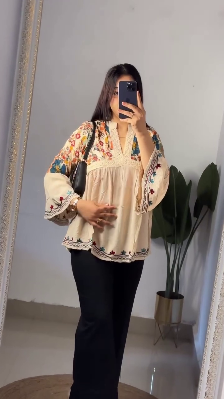 Peach Printed Boho Tunic