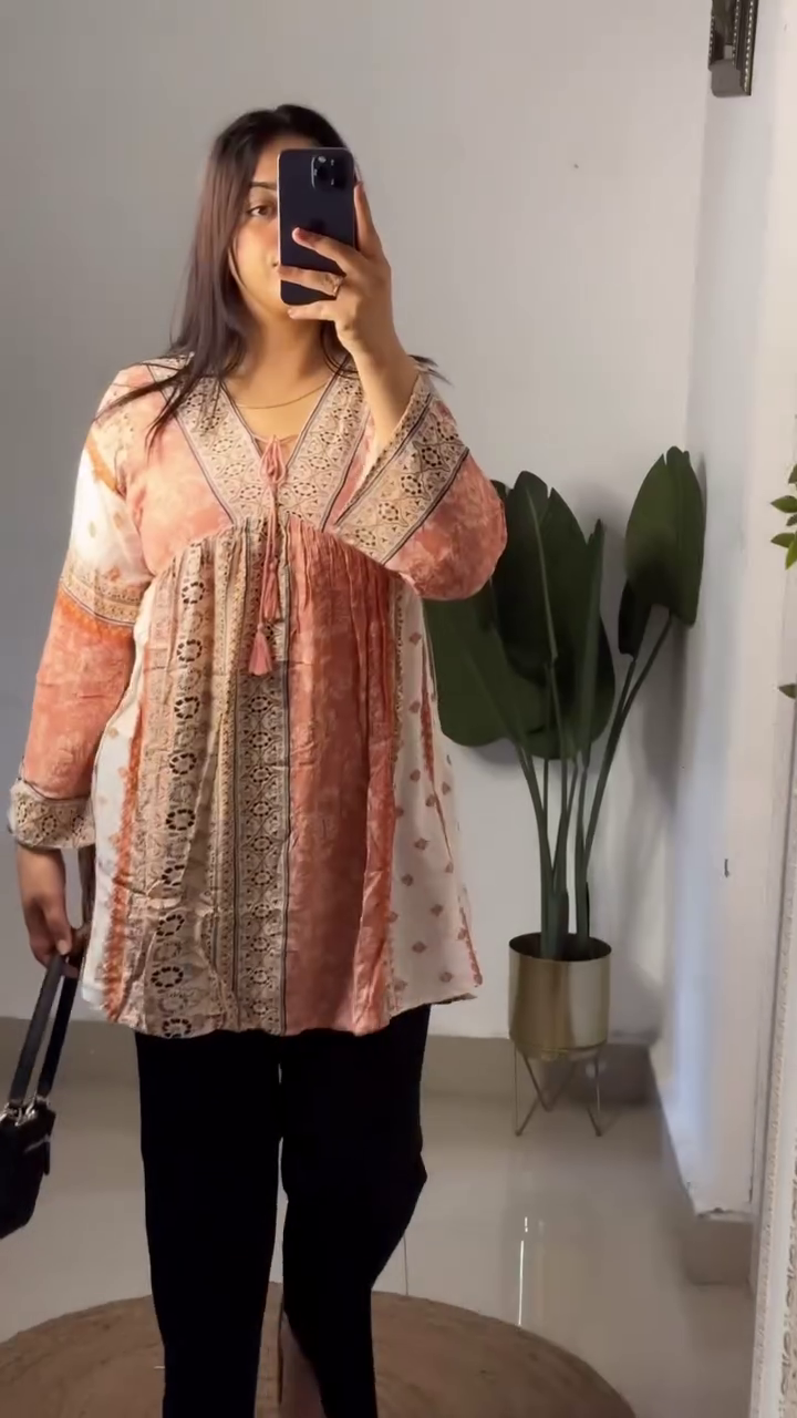 Peach Printed Boho Tunic