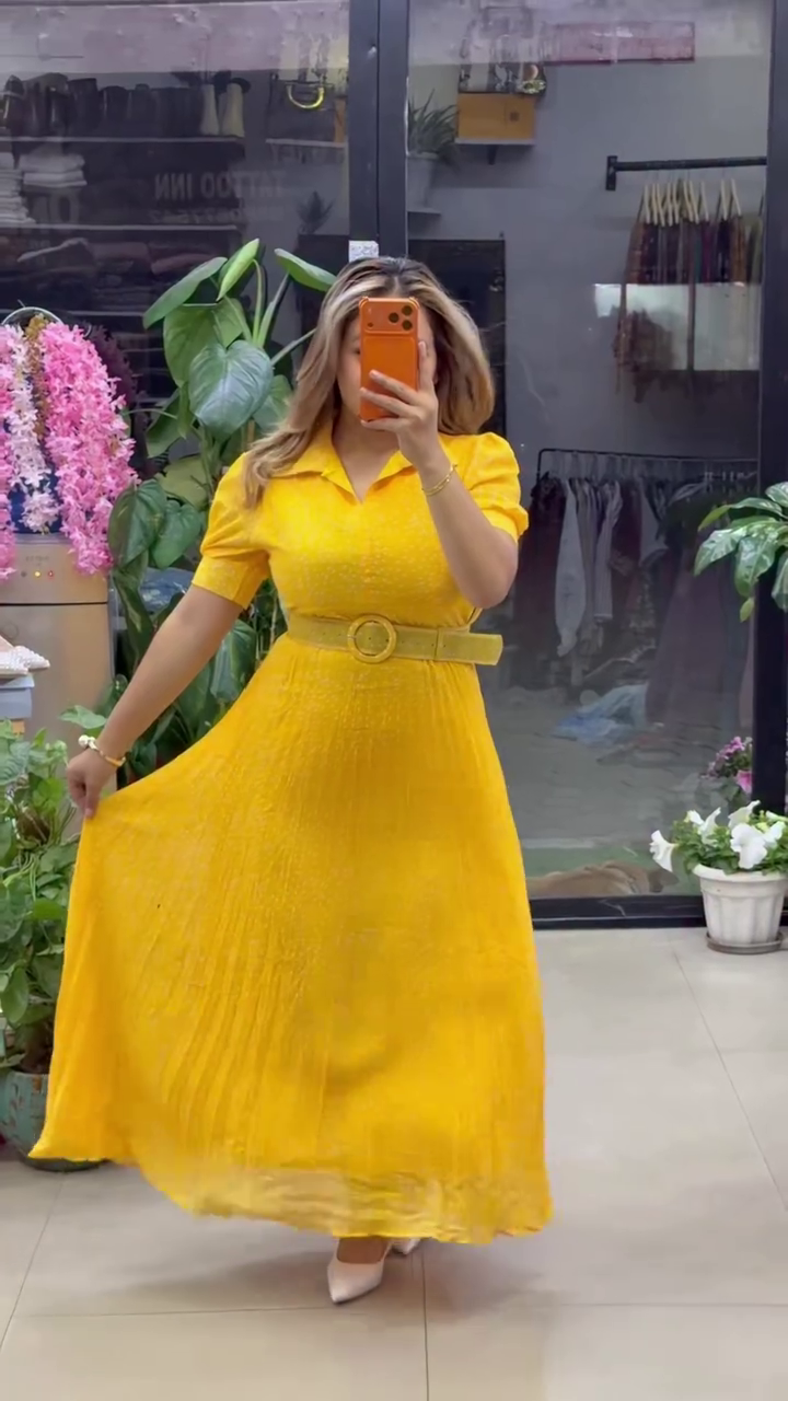 White Polka Dot Belted Maxi Dress