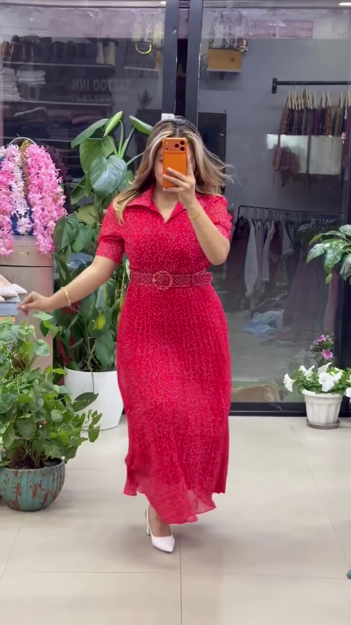 White Polka Dot Belted Maxi Dress