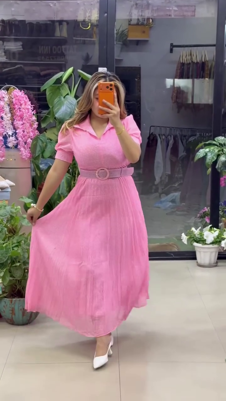 White Polka Dot Belted Maxi Dress