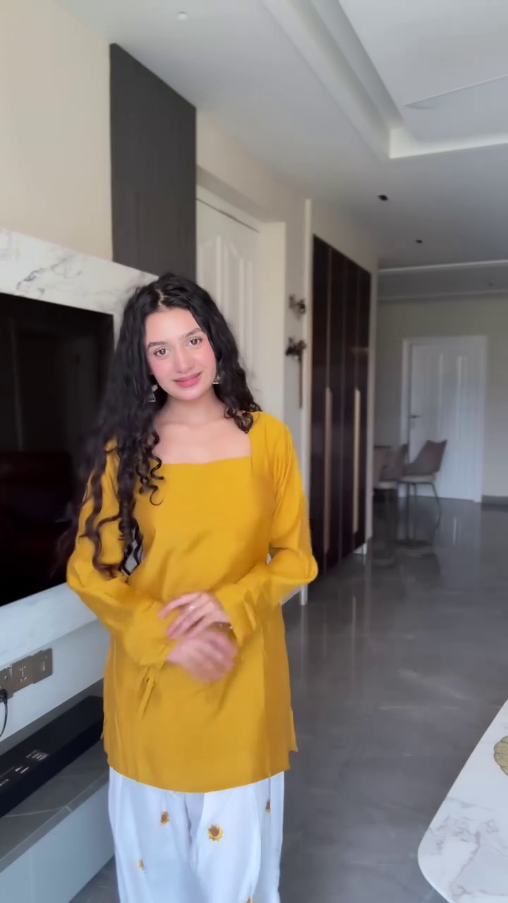 Slate Blue Peplum Top with Printed Palazzos