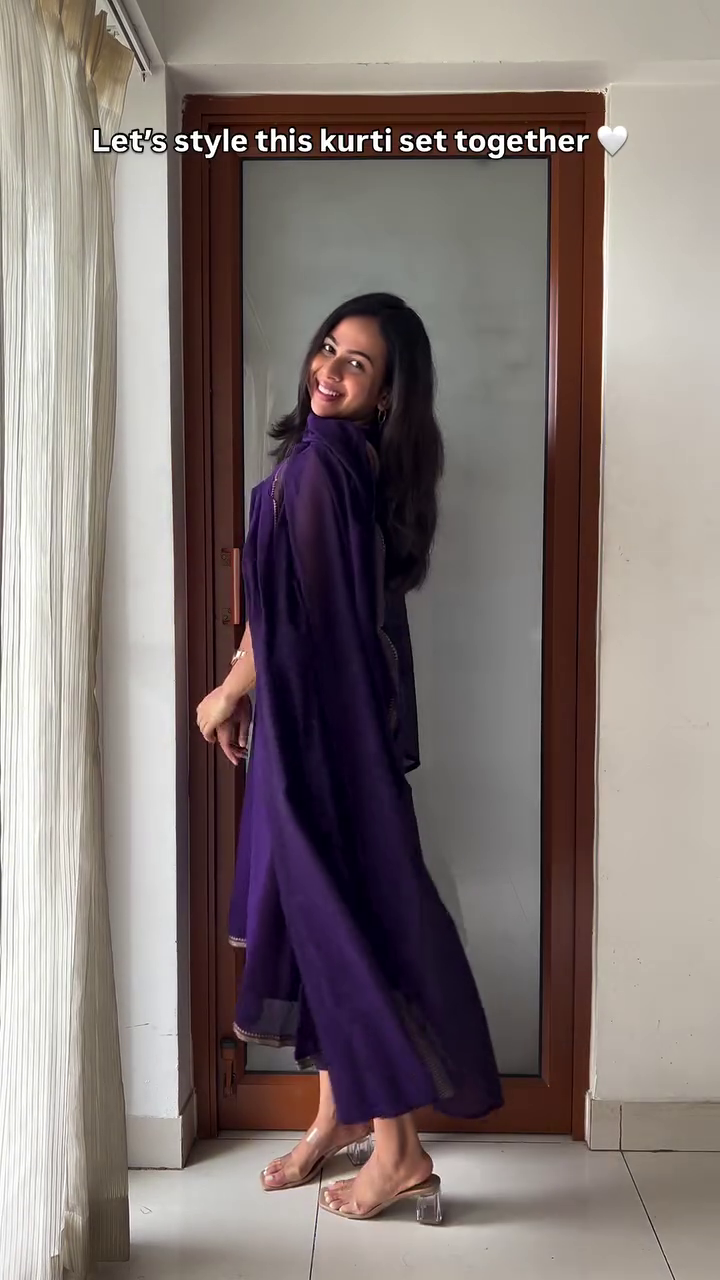 Royal Purple Kurti Set with Elegant Dupatta