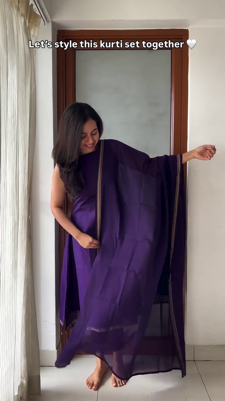 Royal Purple Kurti Set with Elegant Dupatta