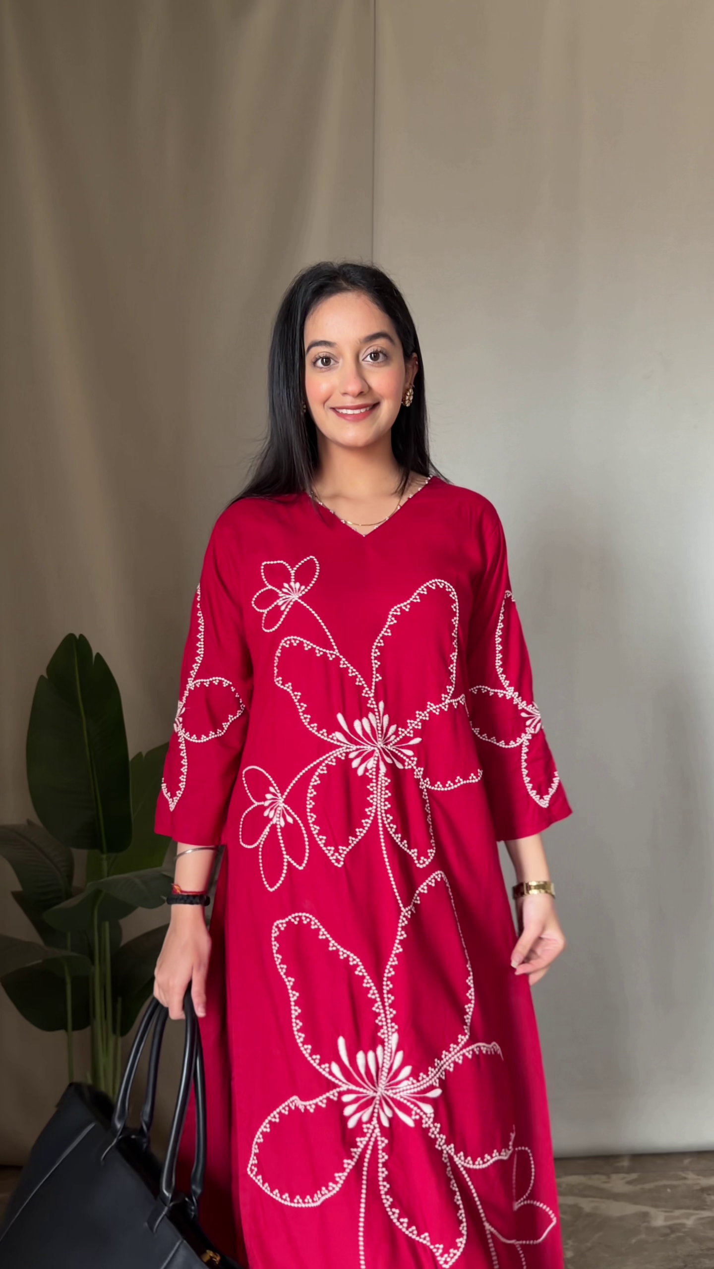 White Floral Printed A-Line Kurta