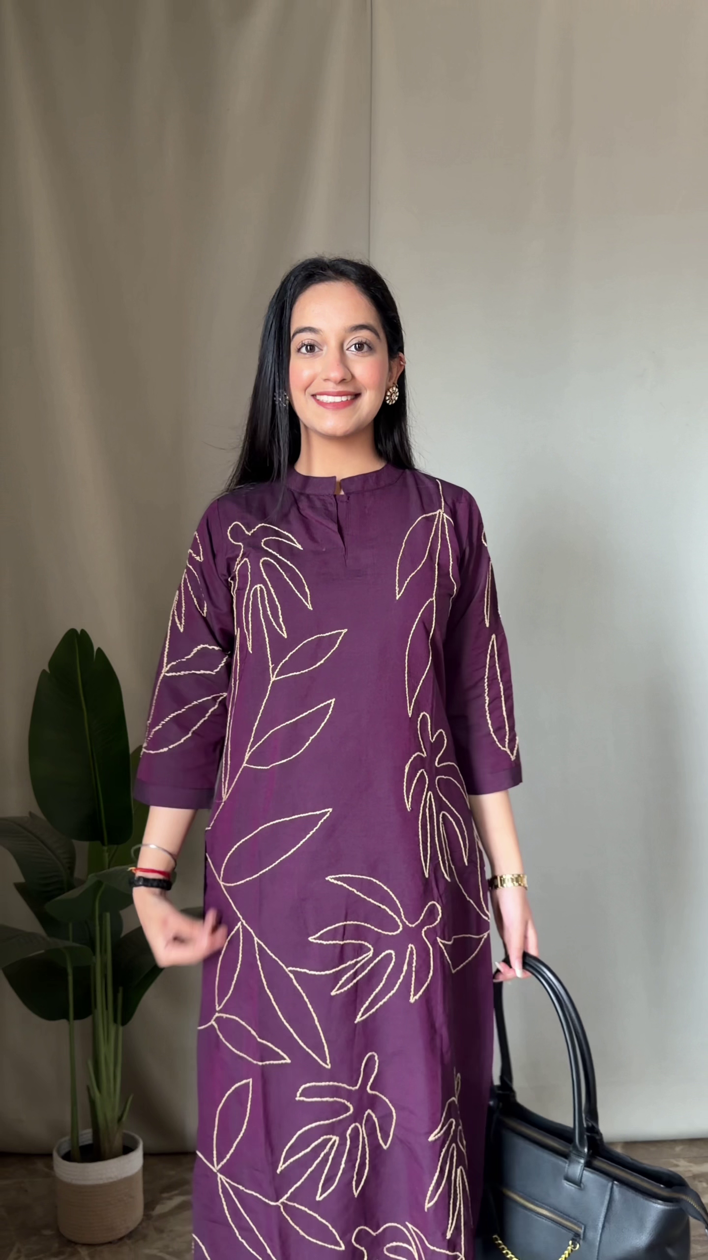 White Floral Printed A-Line Kurta