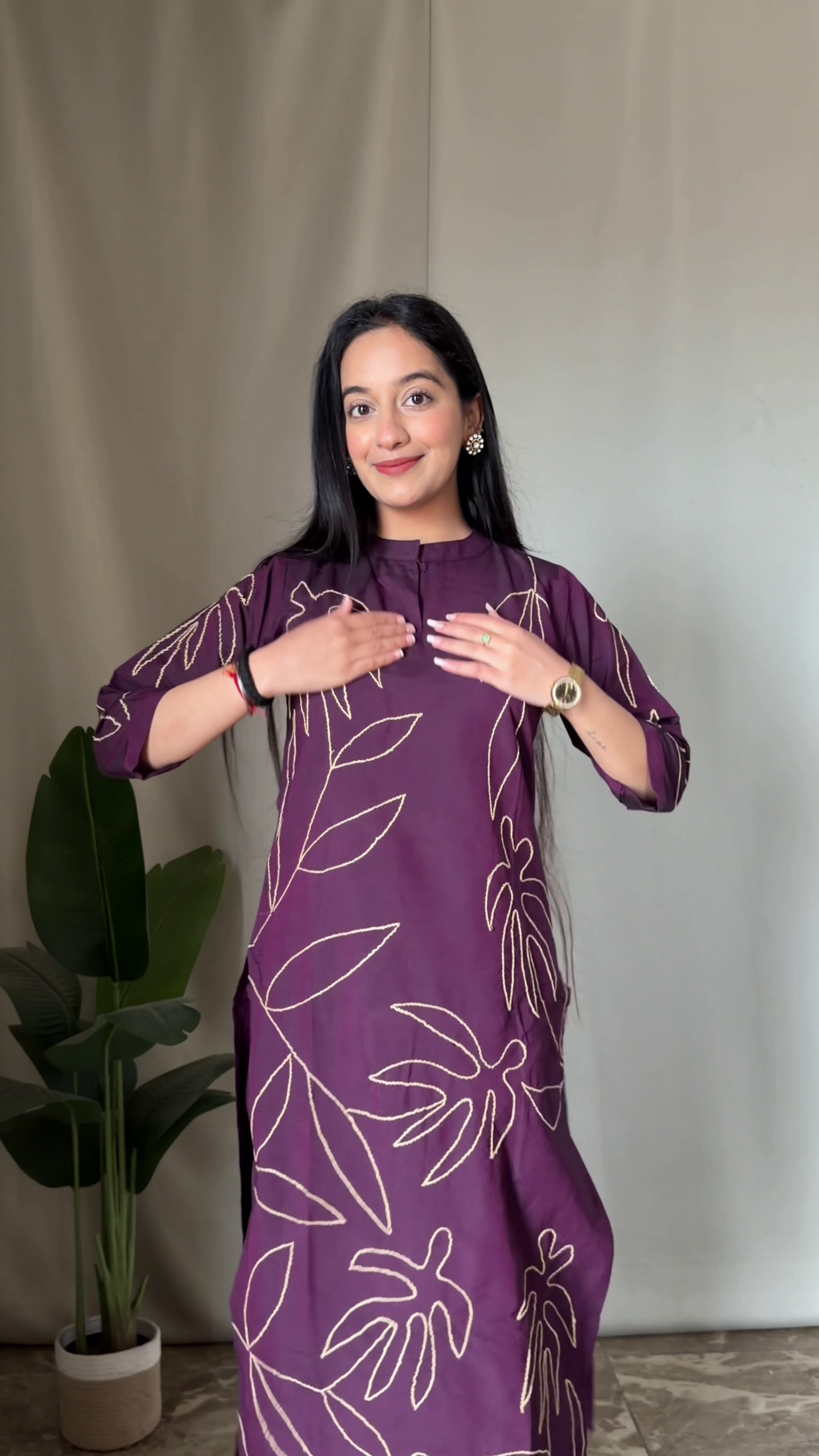 White Floral Printed A-Line Kurta