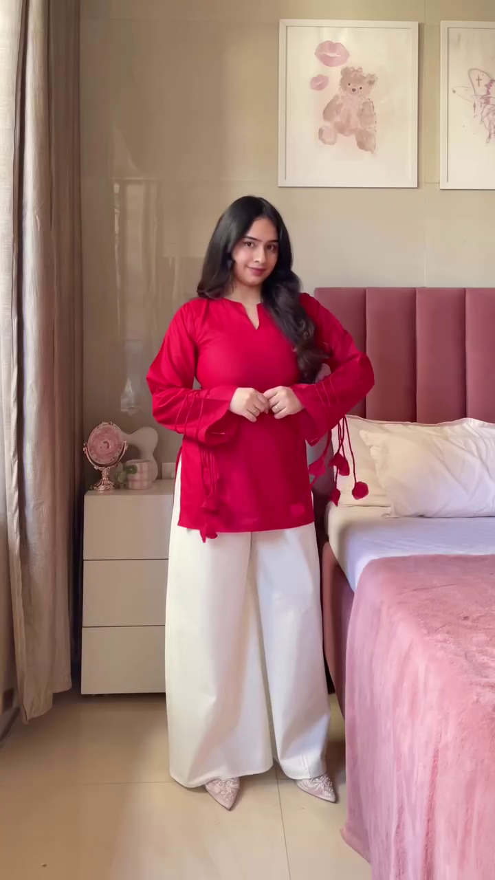 Blue & White Printed Casual Top with Flared Jeans