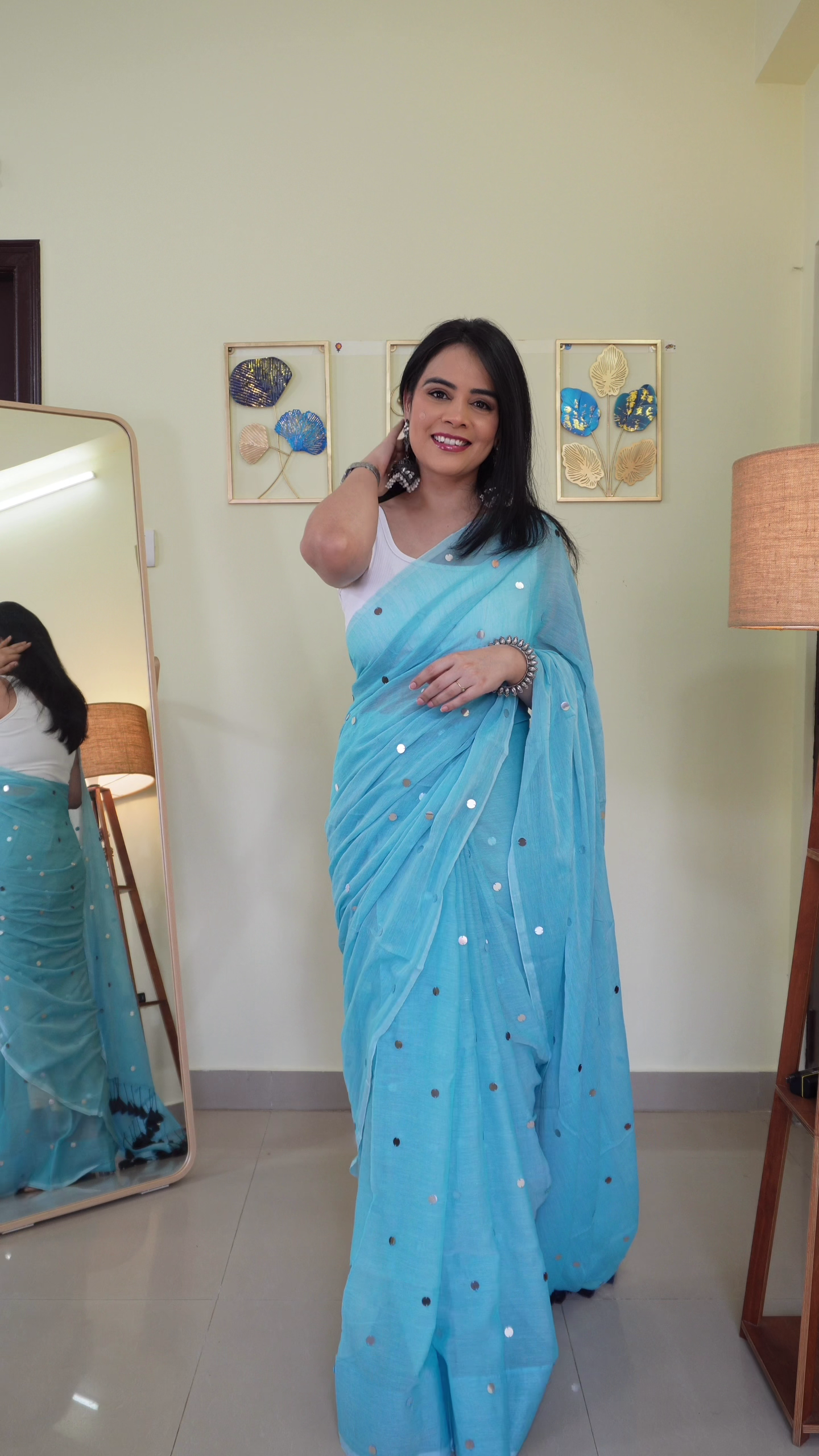 Royal Blue Minimal Dot Saree