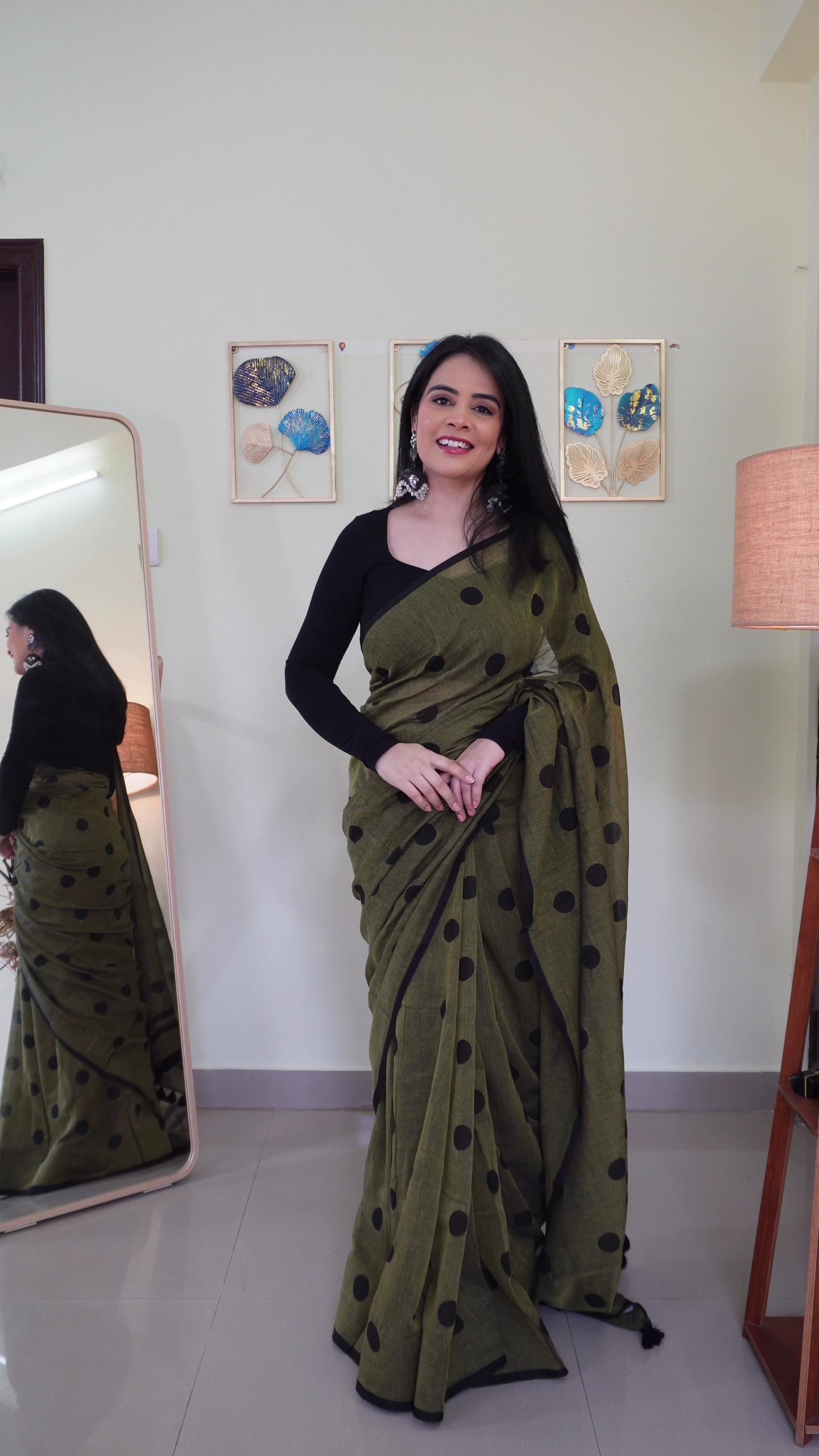 Royal Blue Minimal Dot Saree