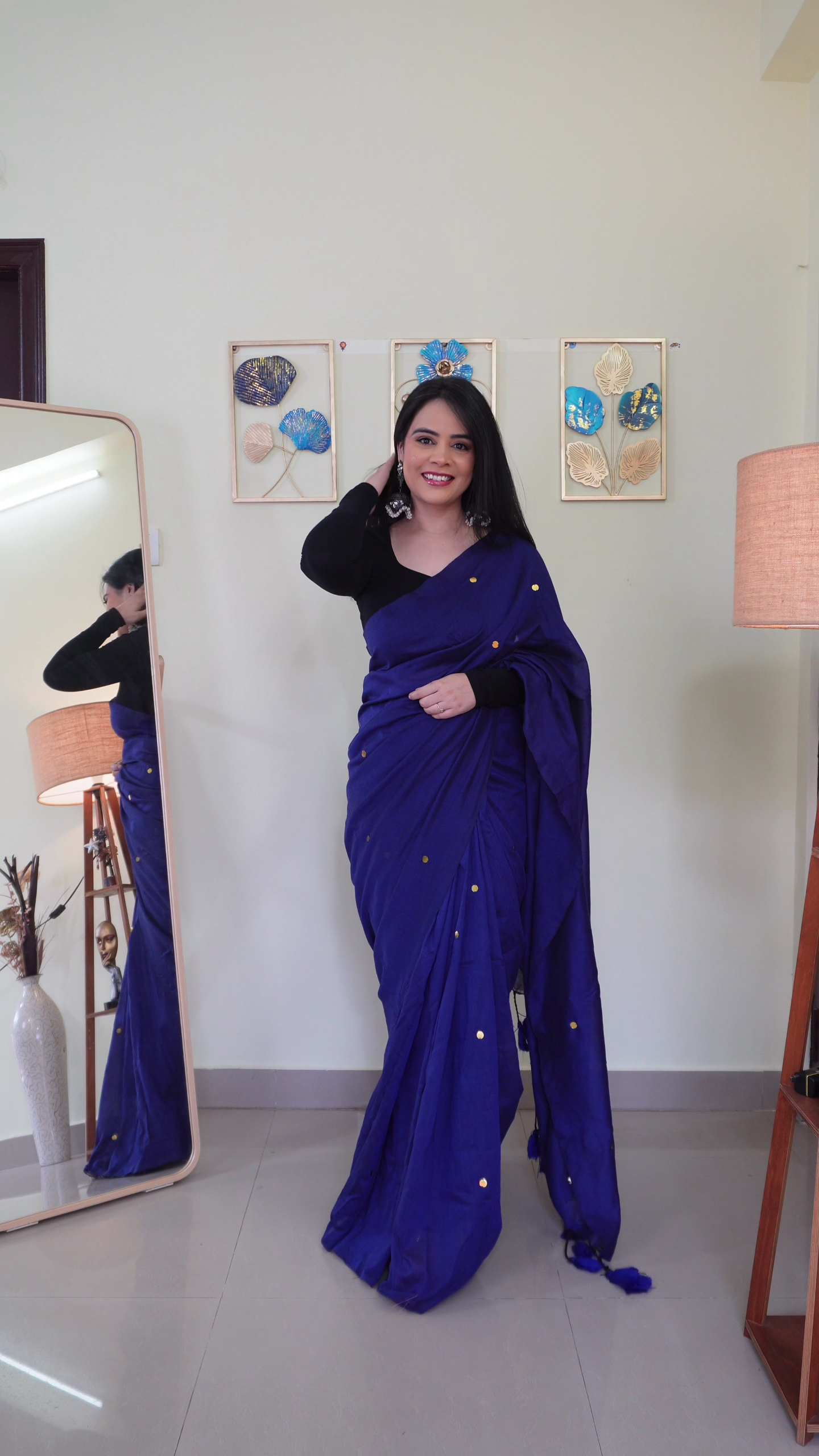 Royal Blue Minimal Dot Saree