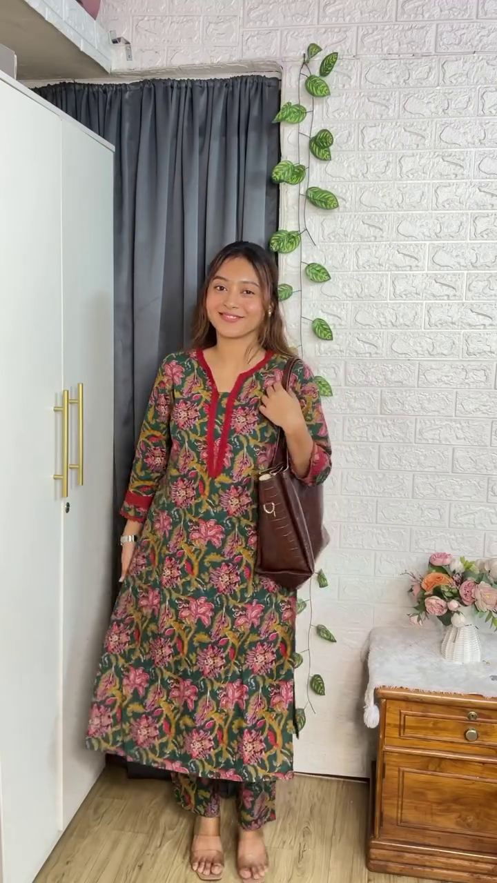 Mustard Printed Anarkali Kurta with White Pants