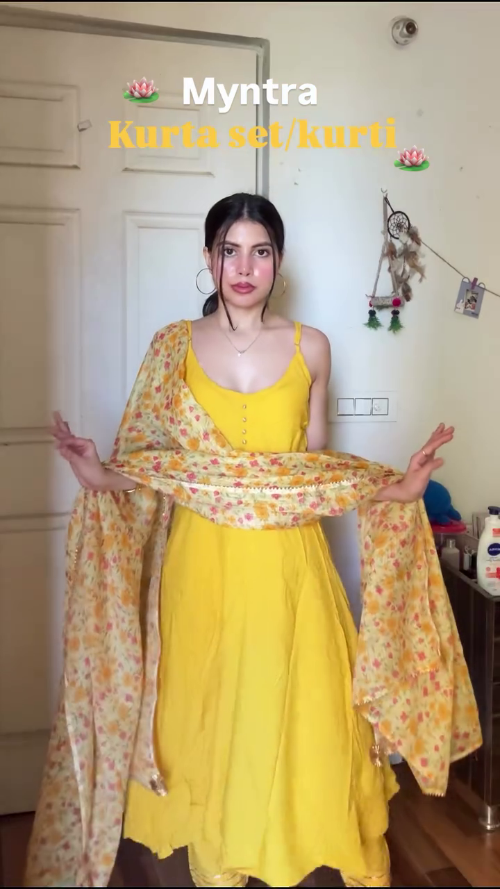 Sunshine Yellow Kurta Set with Floral Dupatta
