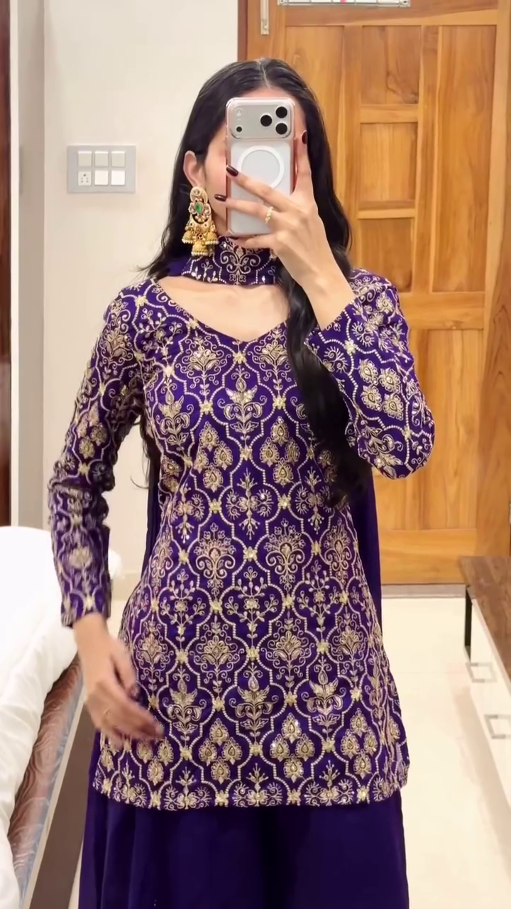 Red Printed Kurta with Palazzo Pants