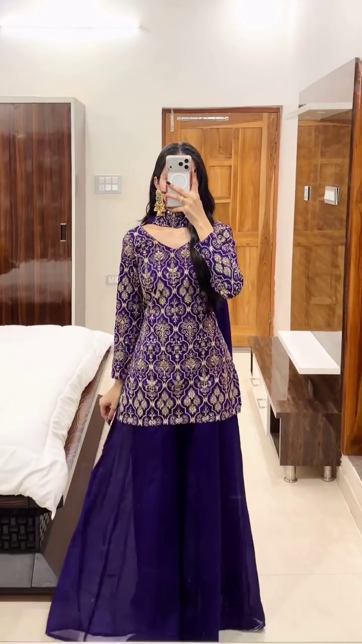 Red Printed Kurta with Palazzo Pants