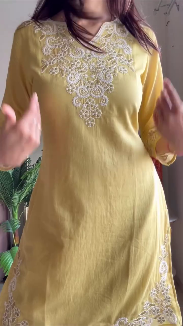 Peach Striped Floral Midi Kurta