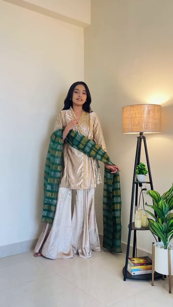 Magenta Festive Kurta Palazzo Set with Dupatta