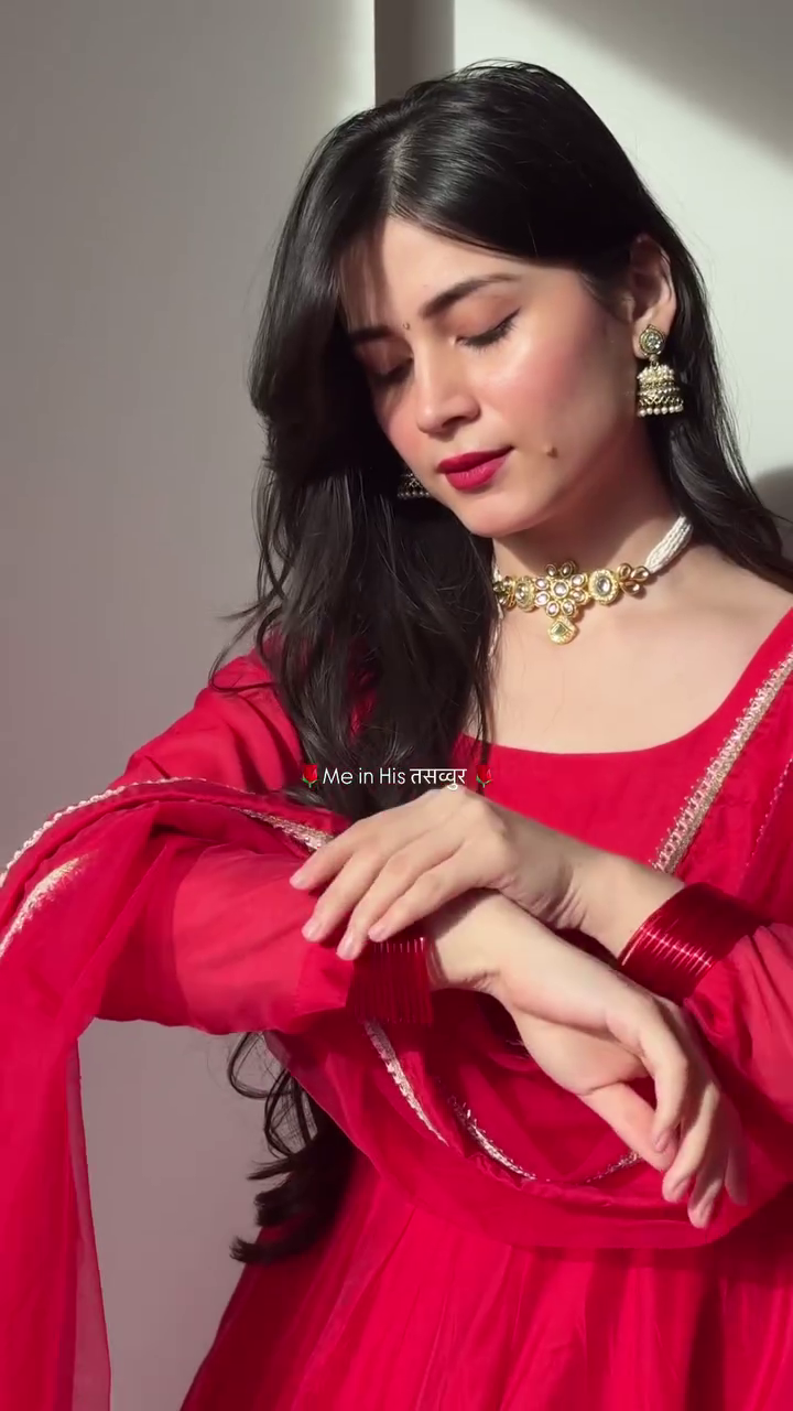 Classic Red Anarkali Suit with Dupatta