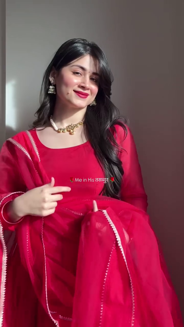 Classic Red Anarkali Suit with Dupatta