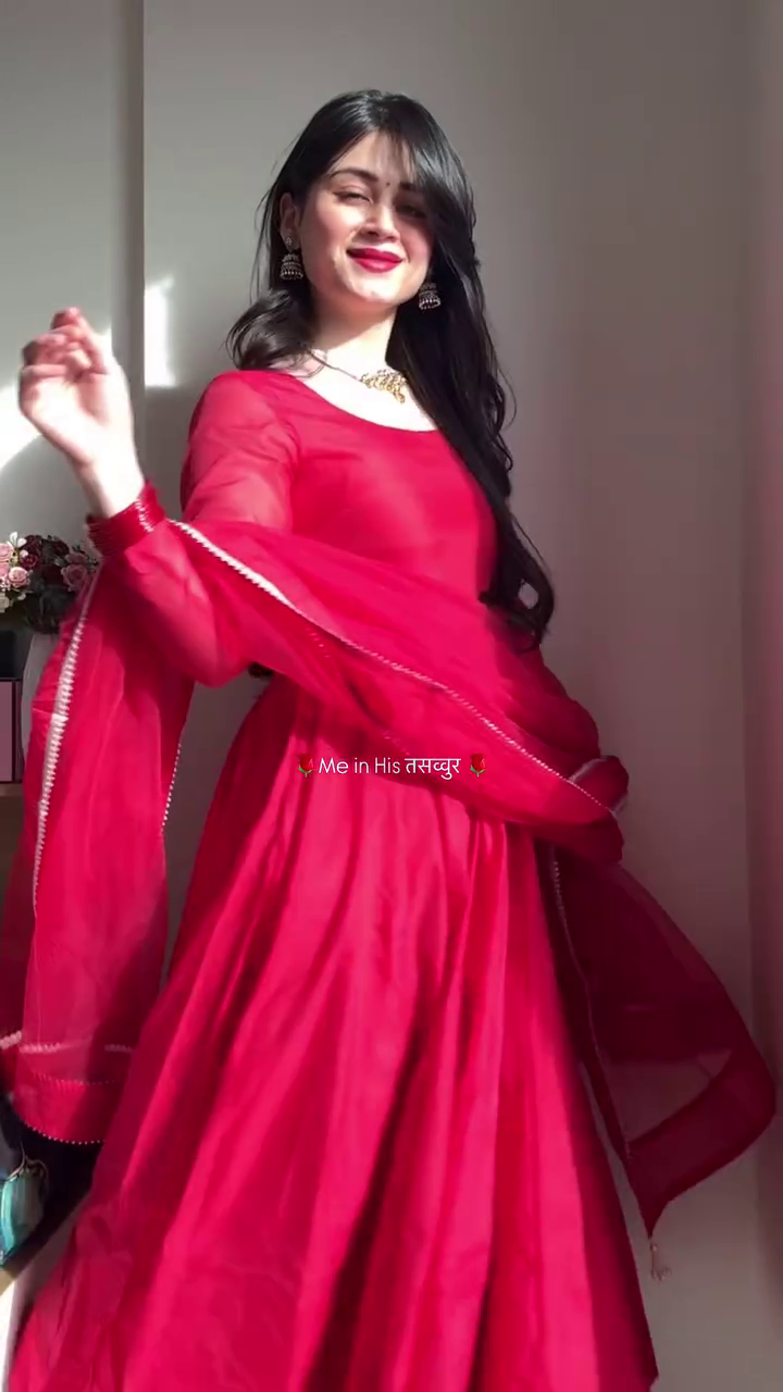 Classic Red Anarkali Suit with Dupatta