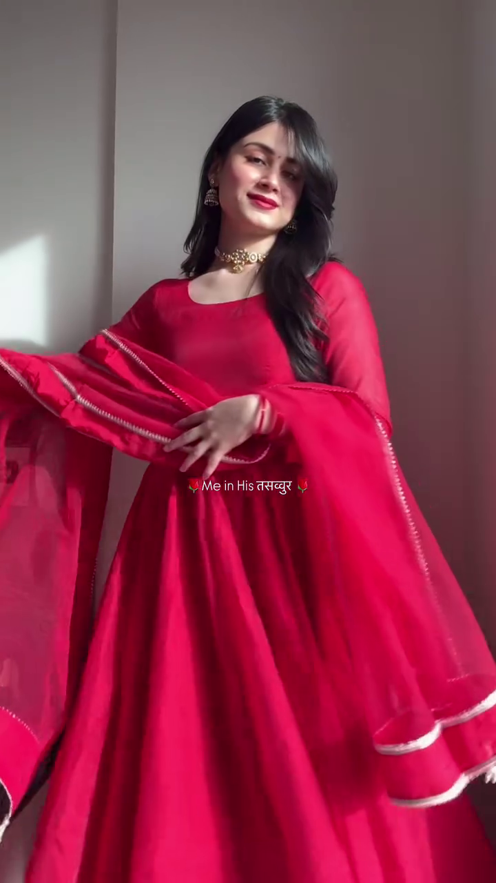 Classic Red Anarkali Suit with Dupatta