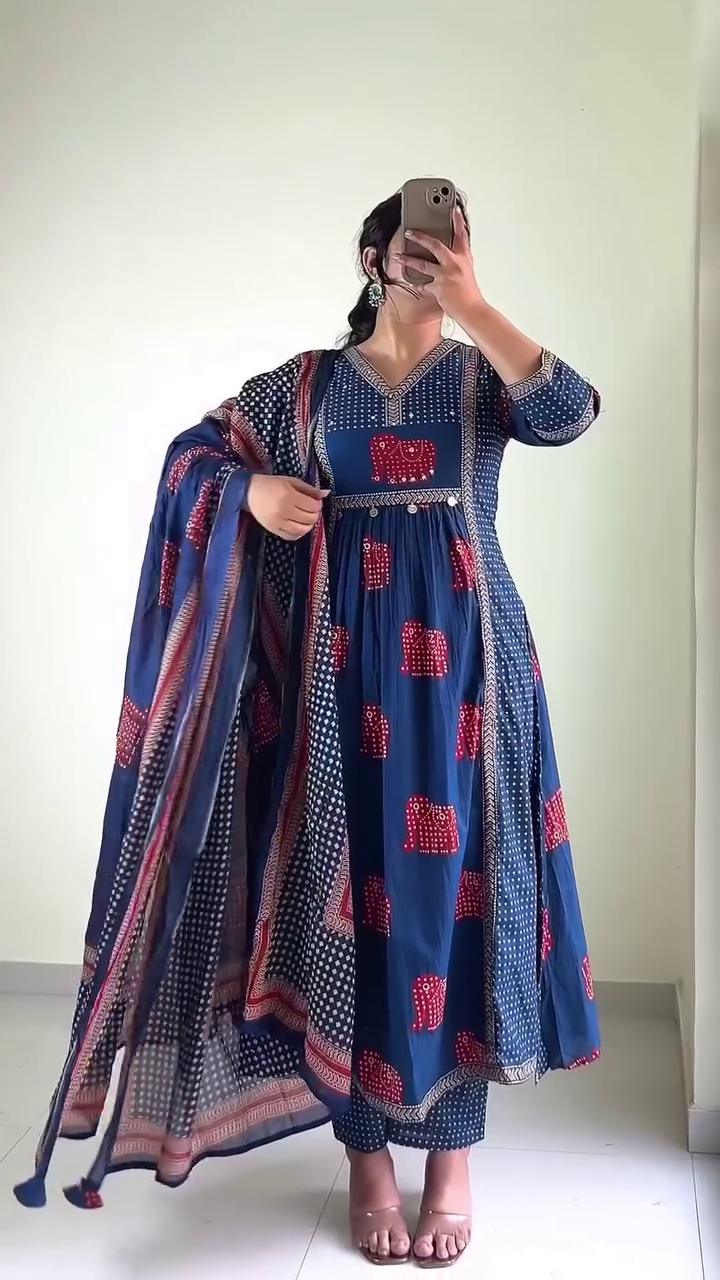 Maroon Printed Kurta Palazzo Set with Dupatta