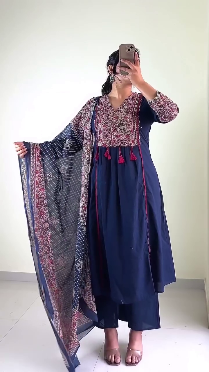 Maroon Printed Kurta Palazzo Set with Dupatta