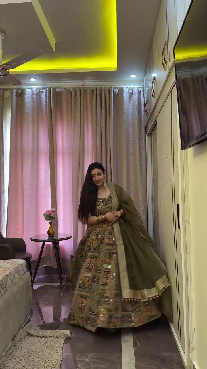 Olive Green Festive Lehenga Set