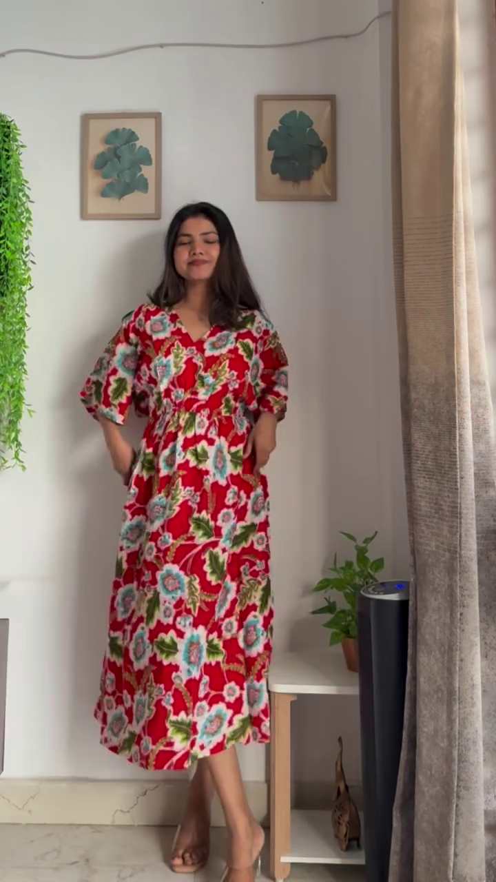 Red & White Gingham Maxi Dress