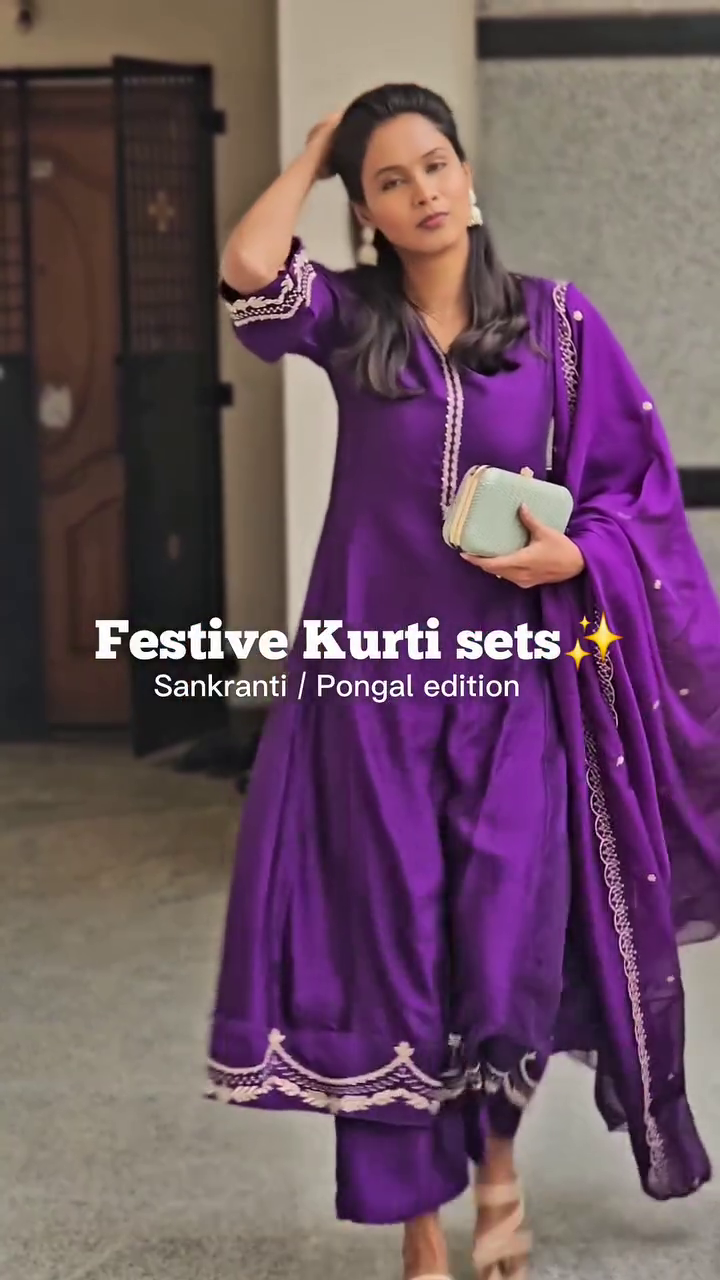 Festive Pink Kurti Set with Teal Dupatta