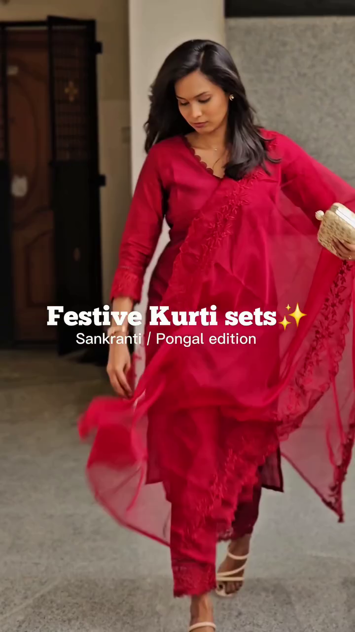 Festive Pink Kurti Set with Teal Dupatta