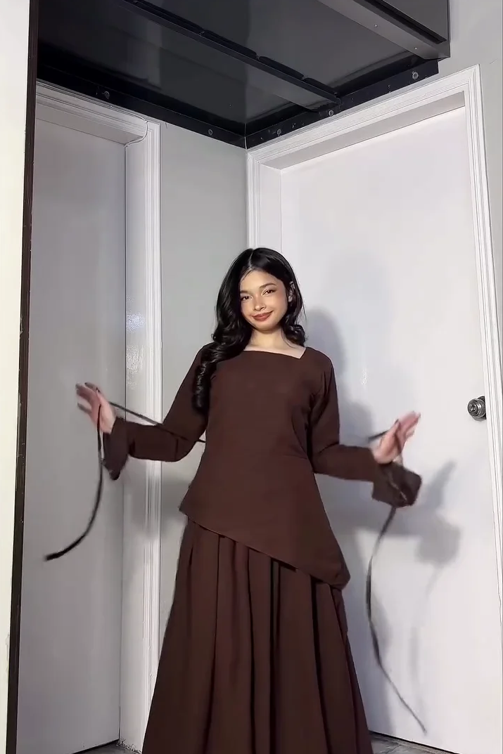 Elegant Chocolate Brown Asymmetrical Co-Ord Set